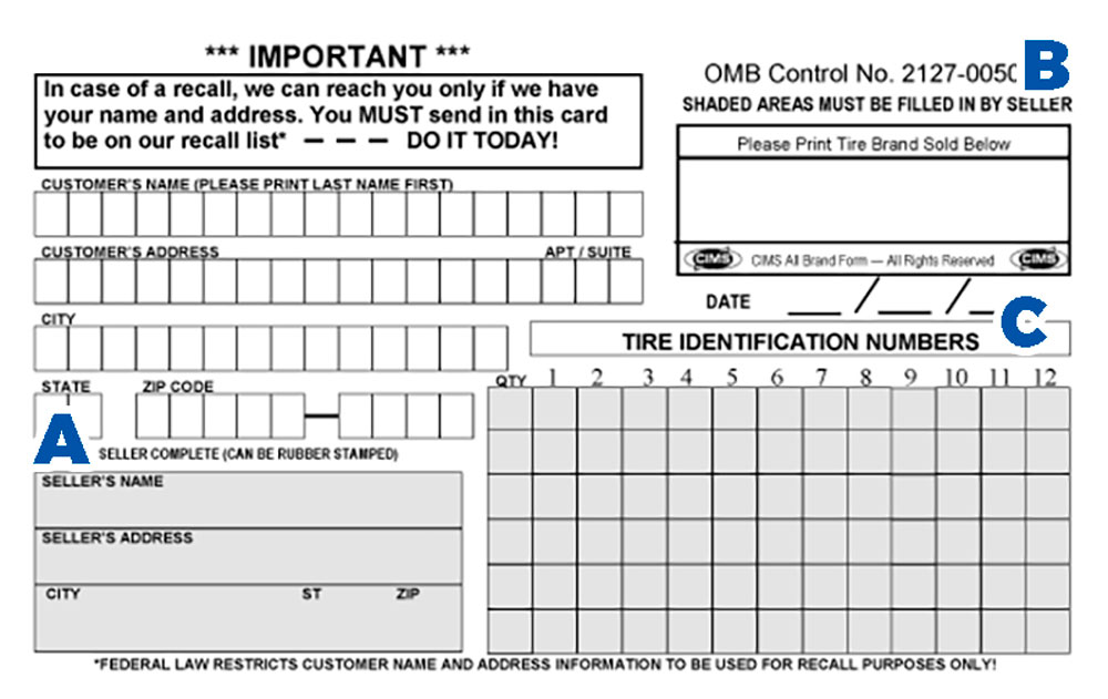 Tire Registration All Brand Form